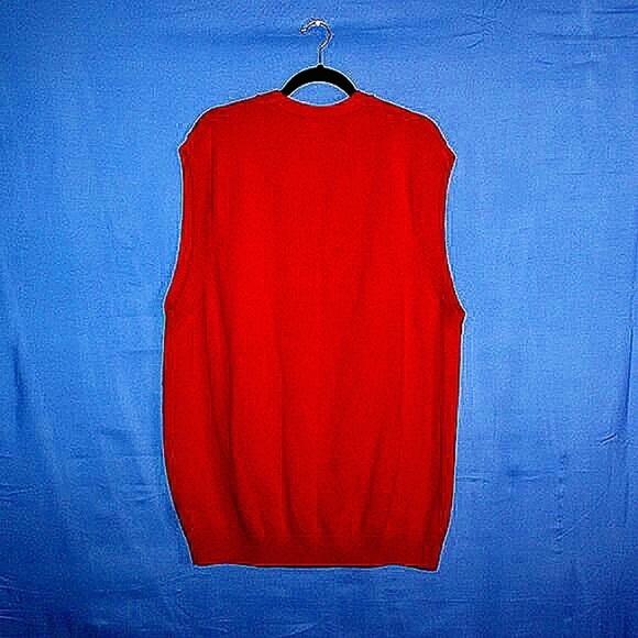 Vintage Duck Head Cotton V-Neck Cardigan Vest - Men's XXL - Red - Picture 3 of 4